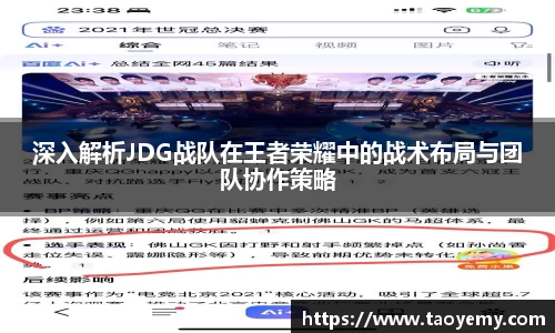 深入解析JDG战队在王者荣耀中的战术布局与团队协作策略
